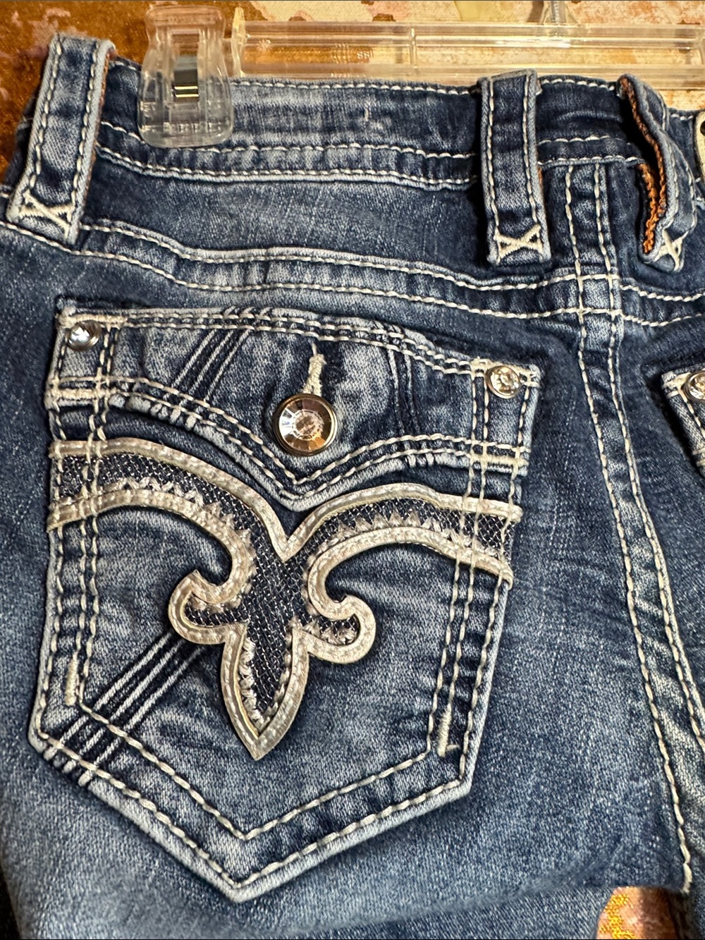 Rock Revival Hadley Womens Blue Embroidered Pocket Ankle Skinny Jeans size 26 - Picture 5 of 13